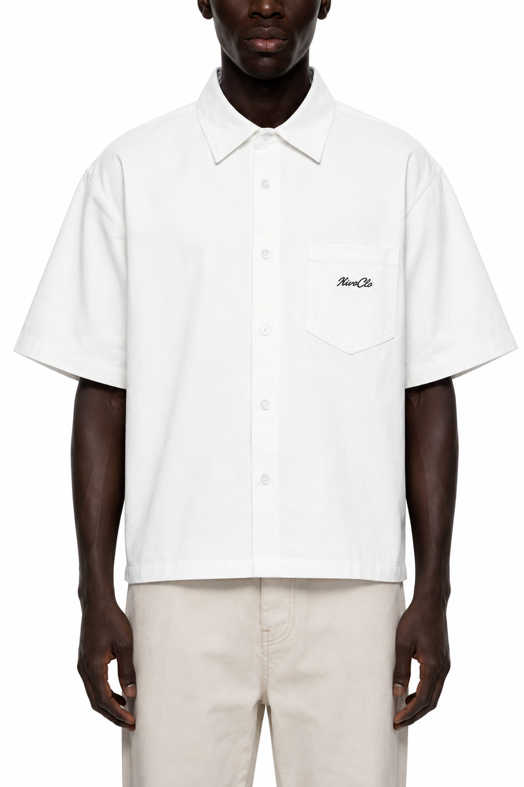 Boxy Heavyweight Short Sleeve Shirt / WHITE