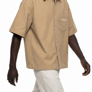 Boxy Heavyweight Short Sleeve Shirt / BEIGE