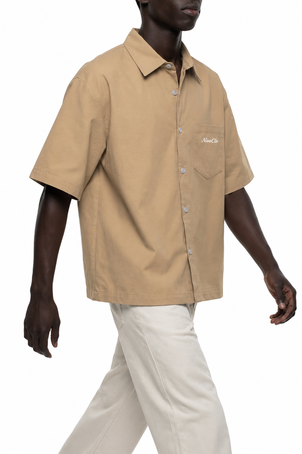 Boxy Heavyweight Short Sleeve Shirt / BEIGE