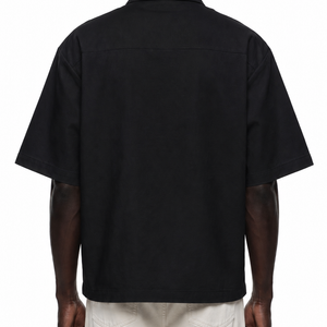 Boxy Heavyweight Short Sleeve Shirt / BLACK