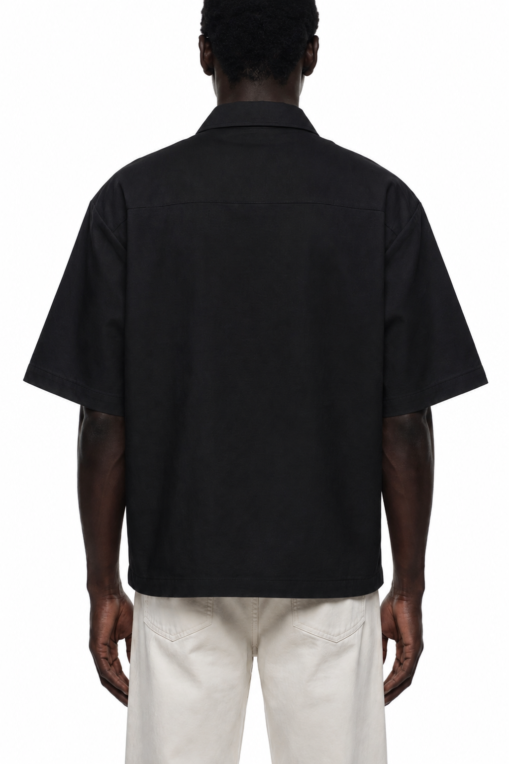 Boxy Heavyweight Short Sleeve Shirt / BLACK
