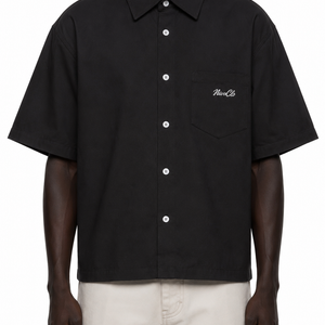 Boxy Heavyweight Short Sleeve Shirt / BLACK