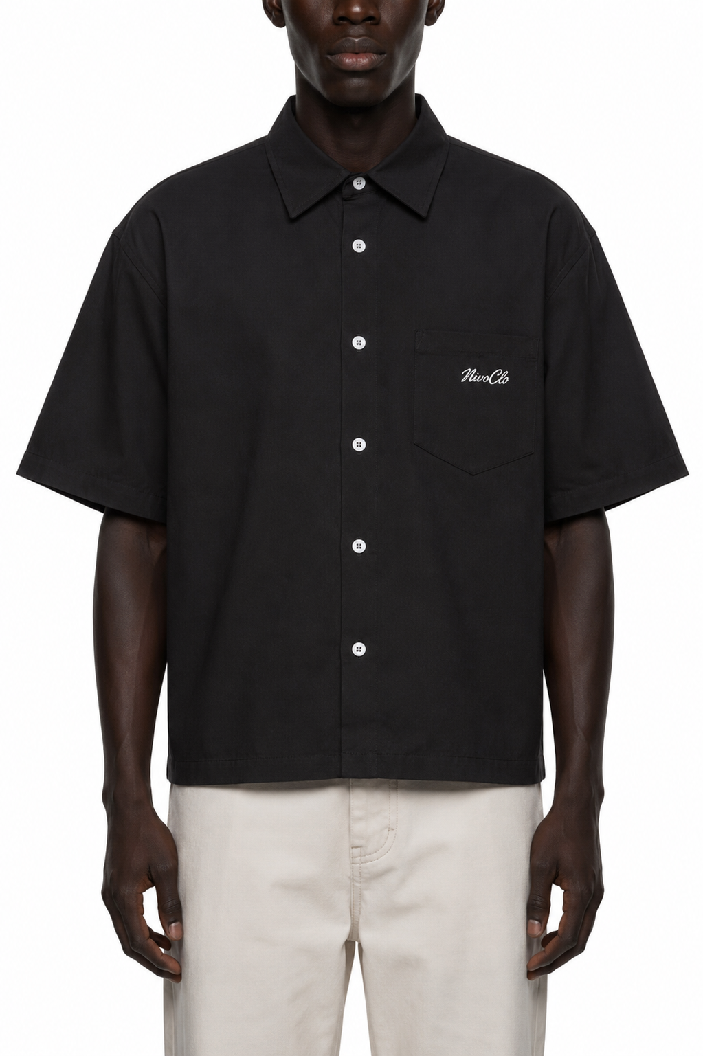 Boxy Heavyweight Short Sleeve Shirt / BLACK