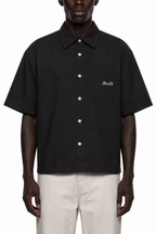Boxy Heavyweight Short Sleeve Shirt / BLACK