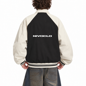Contrast Raglan Sleeve Baseball Jacket