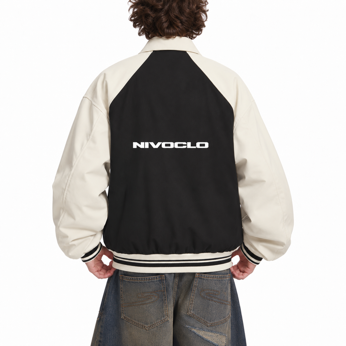 Contrast Raglan Sleeve Baseball Jacket