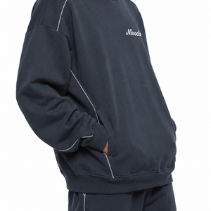 Oversized Piping Fleece Hoodie