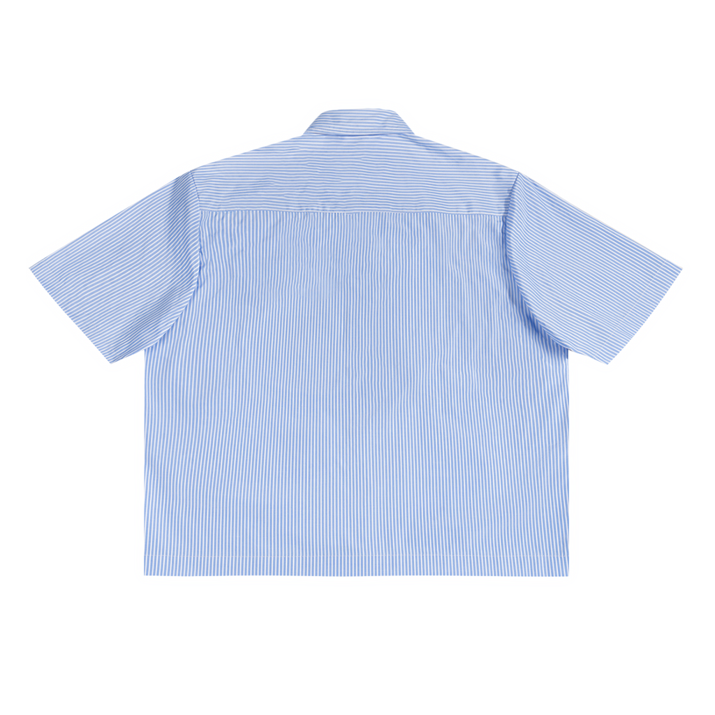 Oversized Vertical Stripe Boxy Shirt / BLUE
