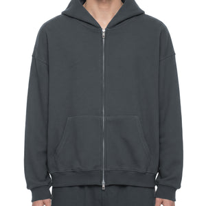 Basic Waffle Boxy Full Zip Hoodie